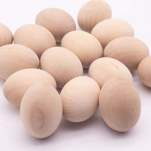 SallyFashion 15Pcs Unpainted Wooden Fake Easter Eggs for Children DIY Game,Kitchen Craft Adornment,Wood Eggs for Encouraging Hens to Lay Eggs - WoodArtSupply