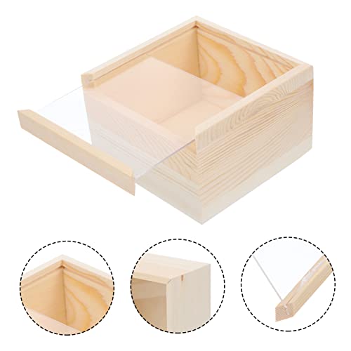 VILLCASE Box Storage Wooden Box Wooden Case with Lid Unfinished Wood Earring Storage Case Wood Storage Case Sundries Storage Case Hand Decor Jewelry VILLCASE