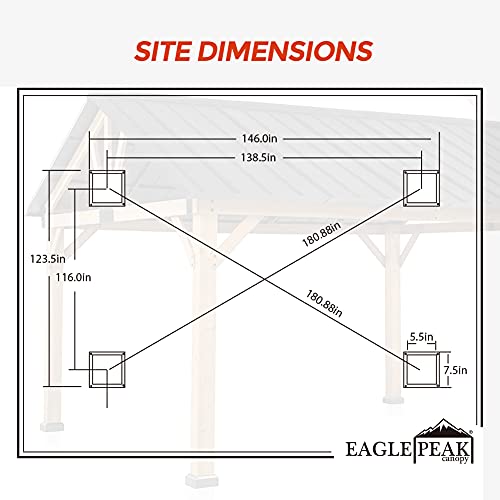 EAGLE PEAK 11x13 Hardtop Wood Gazebo,Outdoor Cedar Wood Frame Pavilion, Galvanized Steel Gable Roof, for Patio, Deck, Backyards, Garden, Natural