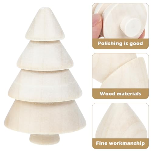 TEHAUX Unfinished Wood Christmas Tree 9pcs Wooden Christmas Trees to Paint Blank Wooden Peg Dolls Xmas Tree DIY Crafts Wooden Puppet Blank Figurines TEHAUX