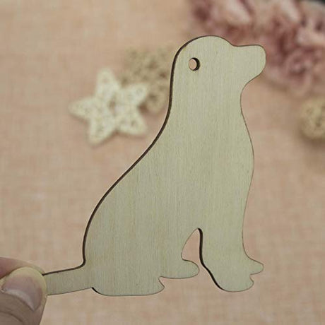 20pcs Wood Dog Cutouts DIY Craft Embellishments Little Puppy Unfinished Wood Gift Tags Ornaments for Wedding Dog Pet Party Christmas Decoration JANOU