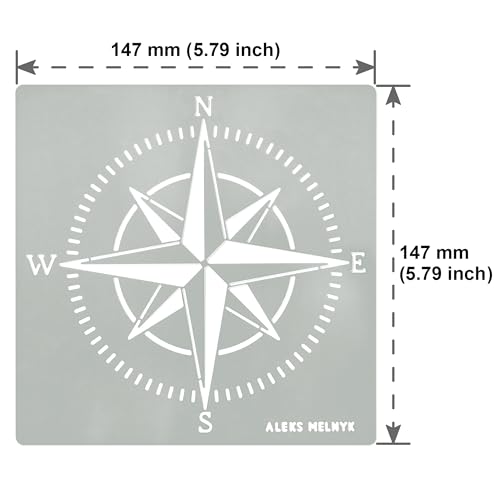 Aleks Melnyk #72 Compass Rose Stencil Small, Nautical Stencil for Painting on Wood, Template Craft Wood Burning, Pyrography, Painting and Engraving, - WoodArtSupply