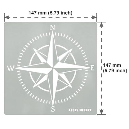 Aleks Melnyk #72 Compass Rose Stencil Small, Nautical Stencil for Painting on Wood, Template Craft Wood Burning, Pyrography, Painting and Engraving, - WoodArtSupply