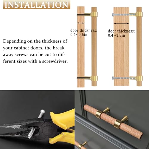 foxwake Natural Wood Kitchen Cabinet Handles 3~5 Inch 12Set Center to Center Adjustable Double Hole Euro Scandi-Modern Dresser Knob, Unfinished DIY foxwake