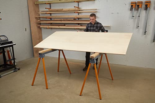 Bora Portamate All Steel Folding Sawhorse PM-3300 33" Tall Fold-Up Heavy Duty Saw Horse. Fully Assembled, 500 Lb. Capacity & Quickly Folds Up For Bora