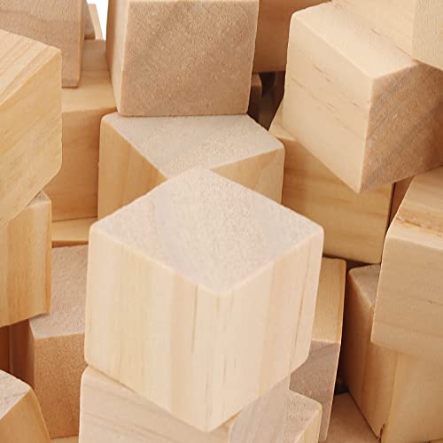 LEXININ 400 PCS 1 Inch Small Wooden Cubes, 25mm Natural Unfinished Wood Blocks, Blank Square Wood Cubes for Crafts, DIY Projects - WoodArtSupply