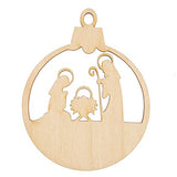 Factory Direct Craft Pack of 24 Unfinished Wood Nativity Ornament Cutouts - Christmas Nativity Wooden Shapes for Holiday Crafts and Winter Factory Direct Craft