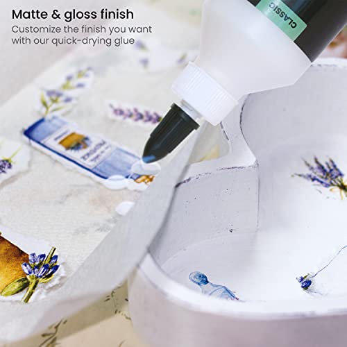 Arteza Decoupage Glue Craft Kit, 1 Gloss-Finish Glue and 1 Matte-Finish Glue, 8-oz Bottles, Foam Brushes, Plastic Spreader Tools, Gloves, Art ARTEZA