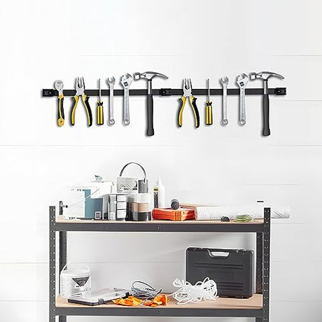 SDLDEER 5 Pack Magnetic Tool Holder, Magnetic Strips Tool Magnet Bar PVC Coated for Garage Tool Organizer 12 In SDLDEER