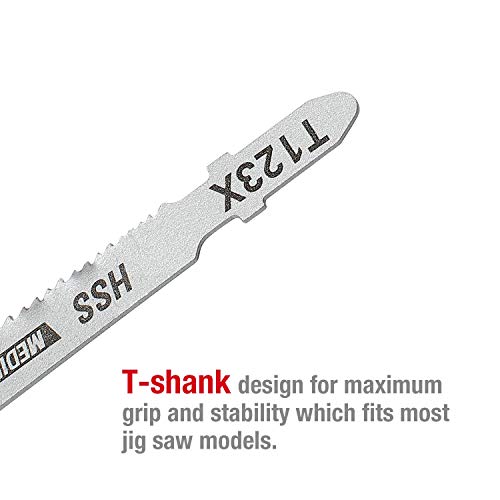 WORKPRO 25-Piece T-Shank Jig Saw Blade Set with Storage Case, Made with HCS/HSS/BIM, Assorted Blades for Wood, Plastic and Metal Cutting - WoodArtSupply