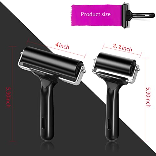 2Pcs Rubber Roller Brayer Rollers Hard Rubber 4 and 2.2 Inch for Printmaking (Black) by HRLORKC… HRLORKC