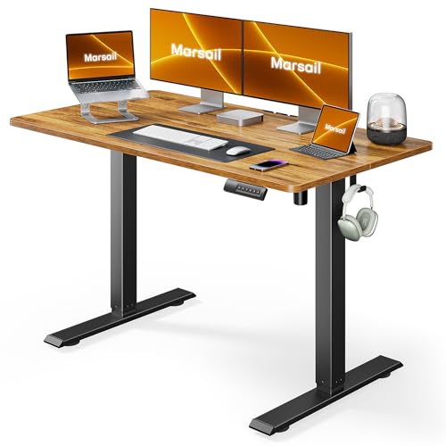 Marsail Electric Standing Desk, 48 * 24 Inch Standing Desk Adjustable Height, Stand up Desk for Home Office Furniture Computer Desk 4 Memory Presets - WoodArtSupply