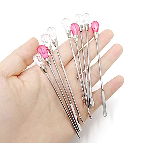 Honbay 9PCS Stainless Steel Stirring Needle Spoon Tool Powder Spoon Bubble Needle Jewelry Making Kit for DIY Epoxy Resin Casting Molds (3 Color, 3 HONBAY