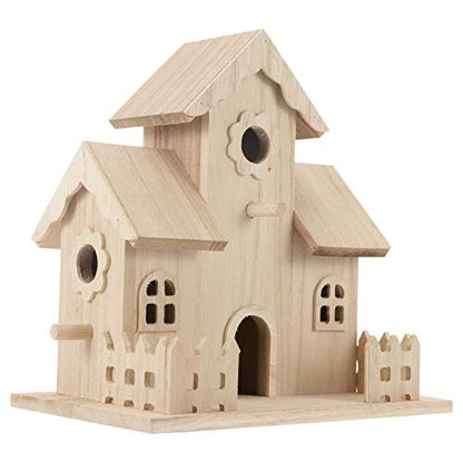 VILLCASE Bird House Unpainted Wooden Birdhouses Natural Unfinished Wood Birdhouse to Paint Mini Bird Feeder Houses to Decorate for DIY Crafts, Indoor - WoodArtSupply