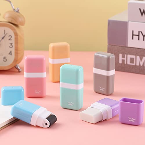 Mr. Pen- Erasers for Kids, 6 Pack, Pastel Colors, Eraser with Cover and Roller, Pencil Eraser Shaving Roller case Mr. Pen