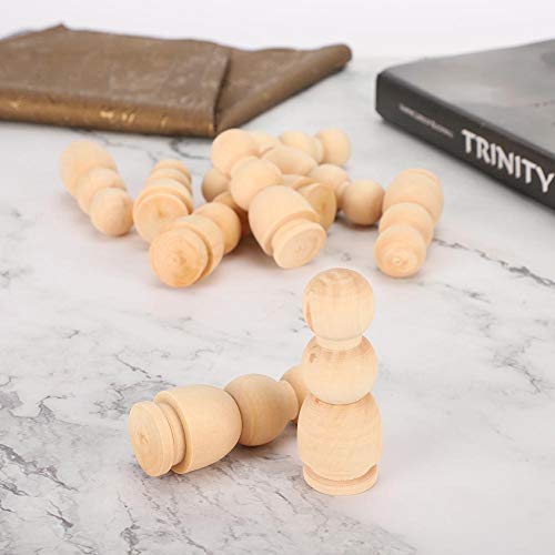 20Pcs Wooden Peg Dolls, Unfinished Wood People Bodies Shapes Figures for DIY Painting, Decoration, Peg Game, 2.7in Height Pssopp
