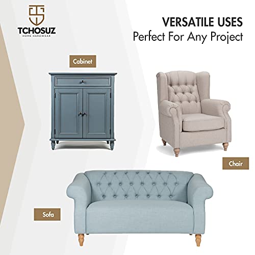 4 Inch Wooden Furniture Legs,Tchosuz Solid Unfinished Bun Feet with 5/16 inch Bolt,Modern Mid-Century Carved Sofa Couch Feet Furniture Replacement TCHOSUZ