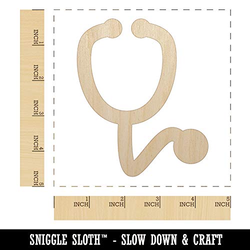 Stethoscope Medical Doctor Nurse Unfinished Wood Shape Piece Cutout for DIY Craft Projects - 1/4 Inch Thick - 4.70 Inch Size Sniggle Sloth