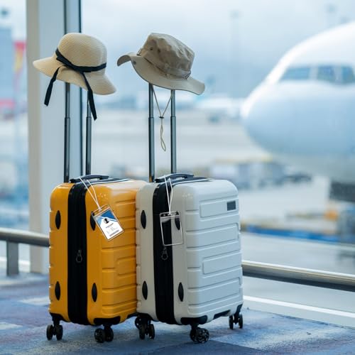 50 Pack Clear Plastic Luggage Bag Tag Holder Badge Label Tag Holder with 50 Pack Luggage Loops Straps for Office Business Travel Supplies koorito