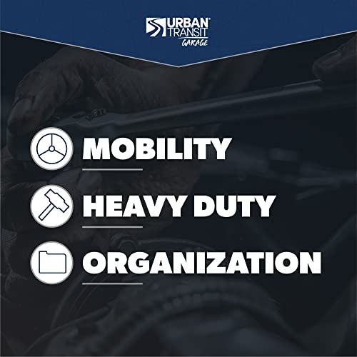 URBANTRANSIT The Beast Heavy Duty Shop Stool with Backrest - 500 Lb Capacity Rolling Stool for the Garage with Tool Storage, Cupholder and 360 Degree URBANTRANSIT