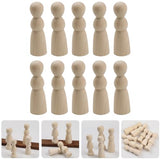 Operitacx 10pcs Unfinished Wood Peg Dolls Little Wooden Peg People Decorative Wood Doll DIY Painting Dolls for Peg People Crafts and Small World Play Operitacx