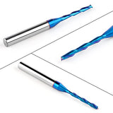 EANOSIC Upcut Spiral Router Bit 1/4 inch Shank, 1/8 inch Cutting Diameter, Extra Long 3 inch Solid Carbide with Nano Blue Coating CNC Router Bits End EANOSIC