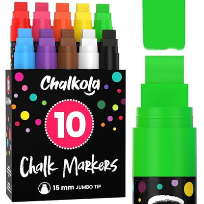 Chalkola 5 White Chalk Markers for Chalkboard Signs, Blackboard, Car  Window, Bistro, Glass | 5 Variety Pack - Thin, Fine Tip, Bold & Jumbo Size