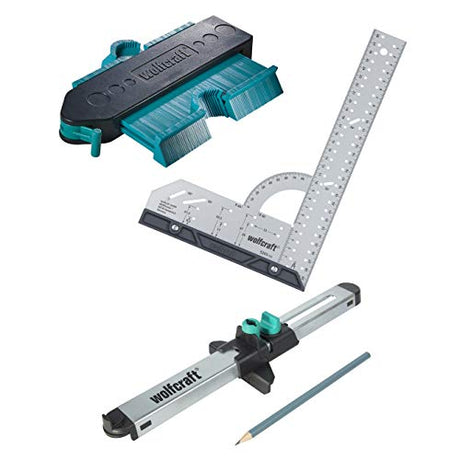 wolfcraft “Fitting Laminate and Design Flooring” Success Kit I 6976000 I Complete set consisting of universal angle & try square, contour gauge and wolfcraft