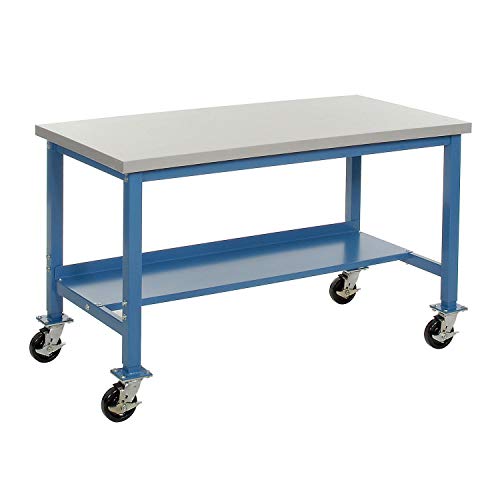 Global Industrial Mobile Lab Workbench, Plastic Laminate Square Edge, 60" W x 30" D, Blue - WoodArtSupply