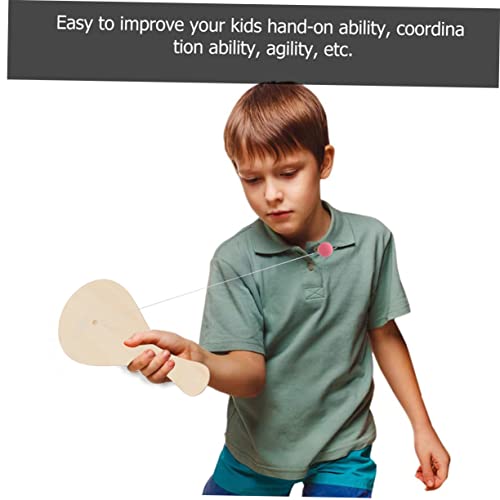 MERRYHAPY 10pcs White Billet Wooden Racket Rubber Manual Child MERRYHAPY