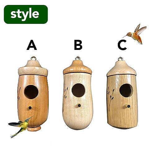 Wodpesur Hummingbird House - Natural Wooden Hummingbird Houses Bird Houses for Outside Hanging, Gardening Gifts Home Decoration, 3 Packs Wodpesur