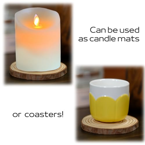 Coasters Wood Slices Burning Kit :Unfinished Natural Crafts with Bark 30 Pcs 2.4-2.8 inch Hemp Rope Suspension Hole Kids DIY Arts Christmas Ornament HANNE MEOW