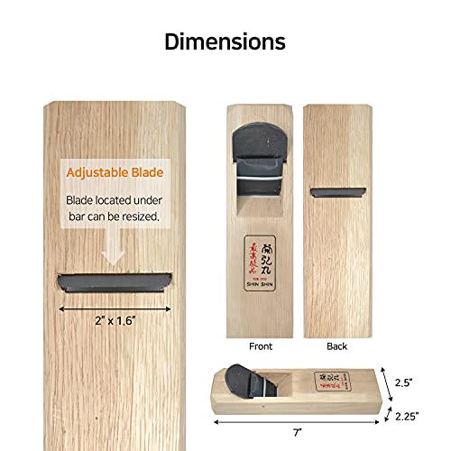 Eutuxia Woodworking Japanese Curved Block Handle Plane 7.25” Manual Planer, Traditional Hand Planer, Specialty Woodwork Handheld Planer Carpenting Eutuxia
