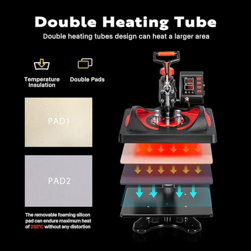 VIVOHOME Upgraded 11 in 1 Heat Press Multifunctional Swing Away Clamshell Printing Sublimation VIVOHOME