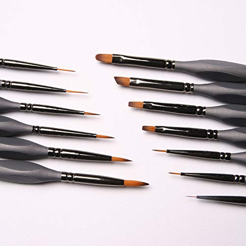 Miniature Painting Kit - (Set of 13) Fine Micro Detail Paint Brushes, Miniature Paint Brushes for Models, Face, Nail Art, Fantasy, Acrylic, ARTISTIK
