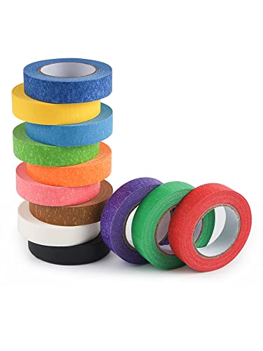 Lichamp Colored Tape, 12 Rolls Colorful Masking Tape Painters Color Craft Tape for Labeling Classroom, 0.6 inch x 15 Yards Per Roll Lichamp