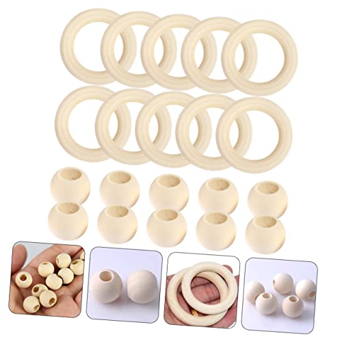 SEWOART 1 Set Beaded Wood Ring Set Unfinished Wood Tapestry Wood Circles Wooden Beads Nativity Craft Wooden Rings for Crafts Natural Beading Kits SEWOART