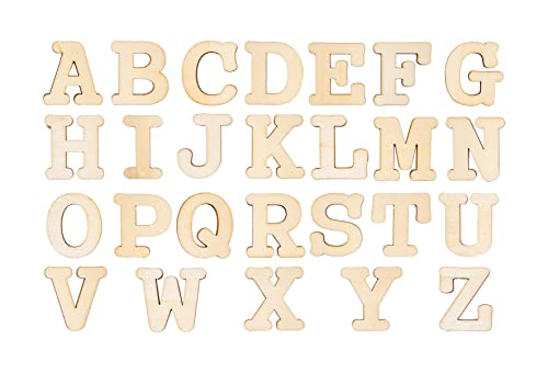 3 Inch 174 Pieces Unfinished Wood Letters Crafts Unpainted Wooden Alphabet Letters for Sign Wall Decor Homemade(with Extras)