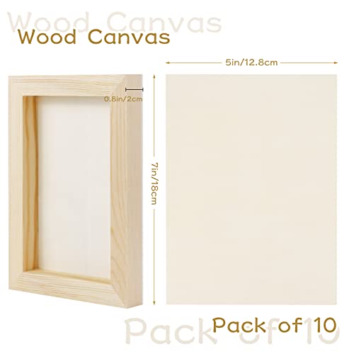 Bercoor 10 Pcs 5x7 Wood Panel Boards, Unfinished Wood Canvas Wooden for Painting, Arts, Pouring Use with Oils, Acrylics Bercoor