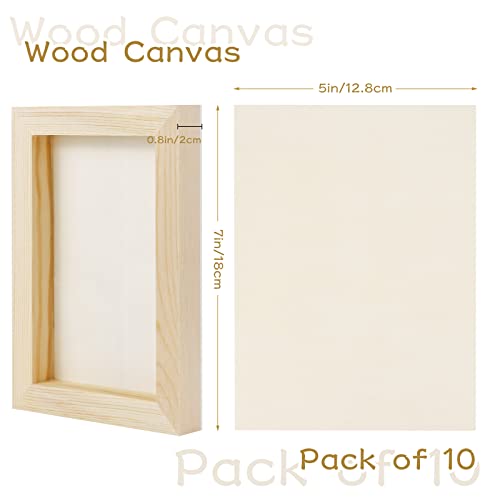 Bercoor 10 Pcs 5x7 Wood Panel Boards, Unfinished Wood Canvas Wooden for Painting, Arts, Pouring Use with Oils, Acrylics