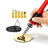 7 Pcs Wood Burning Kit Electric Pyrography Pen Variable Temperature Wood Leather Burning Soldering Iron with 5pcs Different Tips (US 110V) Walfront