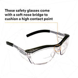 3M Safety Glasses with Readers, Nuvo Protective Eyewear, +1.5 Diopter, ANSI Z87, Clear Lens, Retro Gray Frame, Soft Nose Bridge, Side Shields 3M