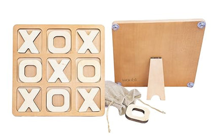 Tic Tac Toe Game & Decor Set, Kids Board Games, Versatile Boho/Natural Style Tic Tac Toe Board for Classic Two Person Games, 8.63 Inches Tic Tac Toe