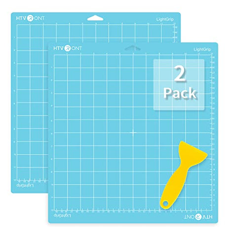 HTVRONT Light Grip Cutting Mats for Cricut, 2 Pack Cutting Mats 12x12 for Cricut Maker/Maker 3/Explore 3/Air/Air 2/One, Light Adhesive Sticky Blue HTVRONT
