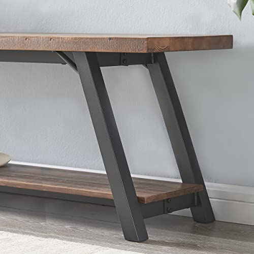 IBF Solid Wood Entryway Bench, Natural Real Wood Storage Bench, Farmhouse Wooden Shoe Bench in Entry Way Hallway Foyer Rack, Bedroom Bench Seat for IBF