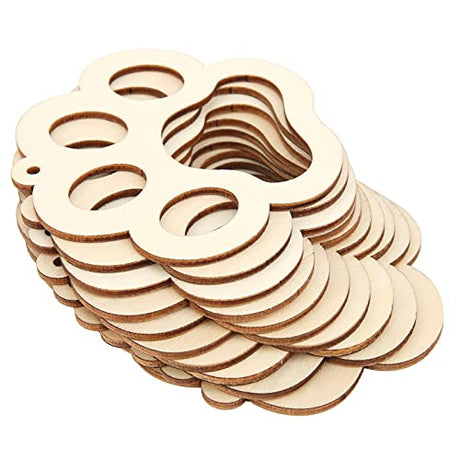 30 Pcs Unfinished Blank Wooden Bear Paw Shape Slices Discs DIY Craft Pieces Small Wooden Piece Embellishments for Wedding Christmas Party Pssopp