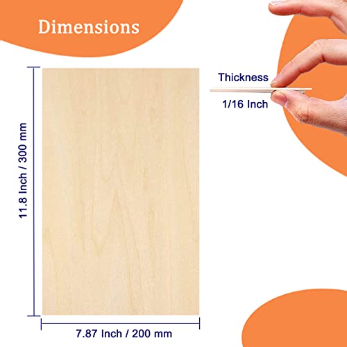 LINSHRY Basswood Sheets 1/16, 5 Pcs 12x8 Inch Thin Plywood Wood Sheets for Architecture Model, Engraving, Creative Painting or School DIY Projects - WoodArtSupply