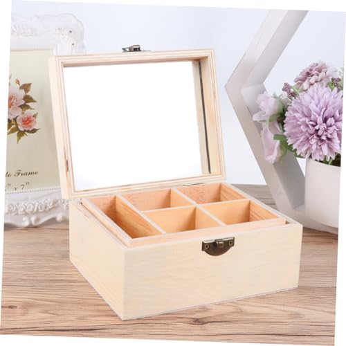 NOLITOY 1pc Box Unfinished Wooden Chest Unfinished Wood Treasure Chest Unfinished Wooden Jewelry Storage Unfinished Drawer Case Wood Crafts Wooden NOLITOY