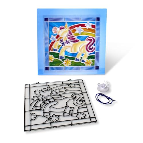 Melissa & Doug Stained Glass Made Easy Craft Kit - Unicorn - Kids Sticker Stained Glass Craft Kit; Unicorn Crafts For Kids Ages 5+ Melissa & Doug