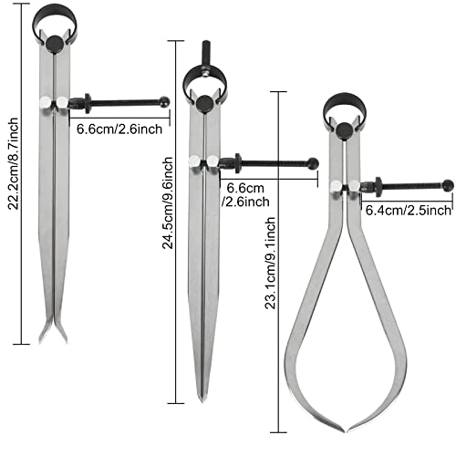 Acrux7 3pcs 8 Inch Long Spring Caliper Set, Carbon Steel Outside Divider Caliper Compass, Calipers Measuring Tool for Wood Turning Lathe Projects - WoodArtSupply